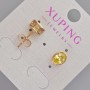 Xuping Stud Earrings with Yellow Crystal, Diameter 8.5x6.5mm+/- 18K Gold Plating