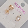 Xuping Stud Earrings with White Crystal, Diameter 8.5x6.5mm+- 18K Gold Plating