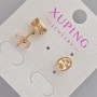 Xuping Stud Earrings with Orange Crystal, Diameter 8.5x6.5mm+- 18K Gold Plating
