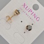 Xuping Stud Earrings with Black Crystal, Diameter 7mm+- 18K Gold Plating