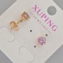 Xuping Stud Earrings with Purple Crystal, Diameter 7mm+- 18K Gold Plating