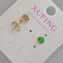 Xuping Stud Earrings with Green Crystal, Diameter 6mm+- 18K Gold Plating