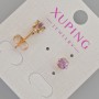 Xuping Stud Earrings with Purple Crystal, Diameter 6mm+- 18K Gold Plating