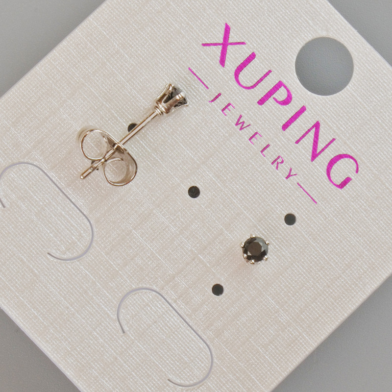 Xuping Stud Earrings with Black Crystal, diameter 3.5mm+- Rhodium