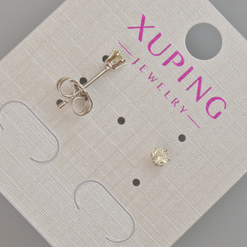 Xuping Stud Earrings with Yellow Crystal, diameter 3.5mm+- Rhodium
