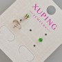 Xuping Stud Earrings with Green Crystal, diameter 3.5mm+- Rhodium
