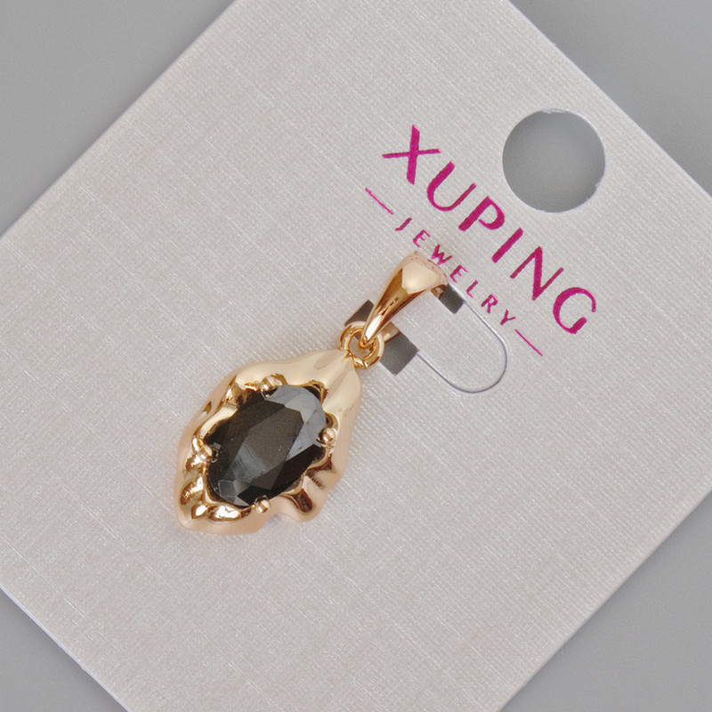 Xuping Pendant with Black Crystal, diameter 24x11mm+- 18K Gold Plating