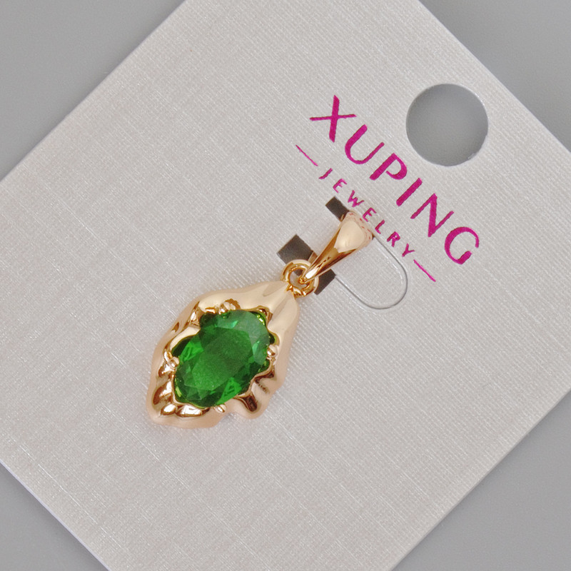 Xuping Pendant with Green Crystal, diameter 24x11mm+- 18K Gold Plating