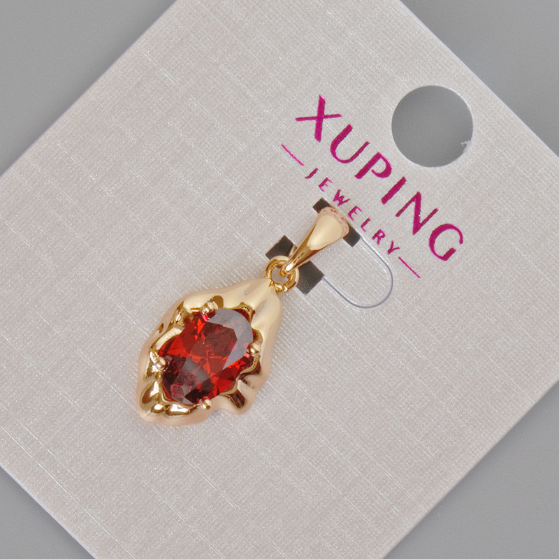 Xuping Pendant with Red Crystal, diameter 24x11mm+- 18K Gold Plating