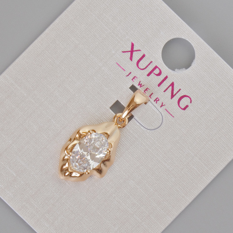 Xuping Pendant with White Crystal, diameter 24x11mm+/- 18K Gold Plating