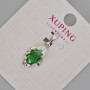 Xuping Pendant with Green Crystal, diameter 24x11mm+/- Rhodium