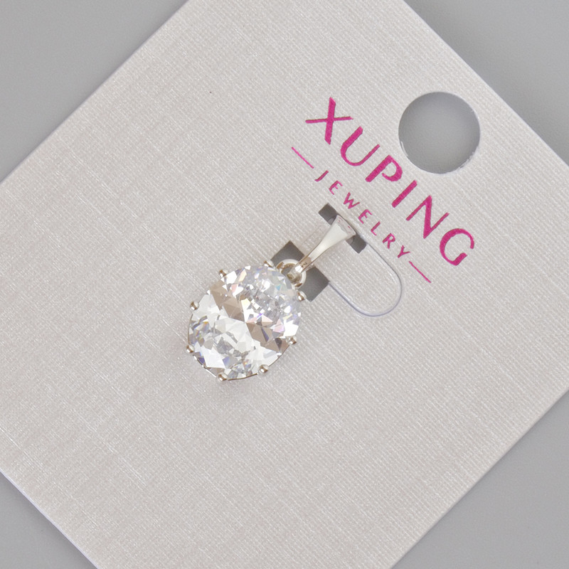 Xuping Pendant with White Crystal, diameter 18x9mm+/- Rhodium