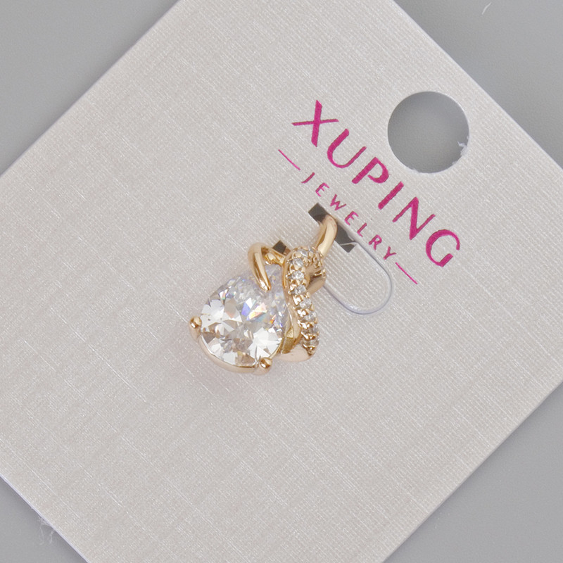 Xuping Pendant with White Crystal and Rhinestones, diameter 16x10mm+/- 18K Gold Plating