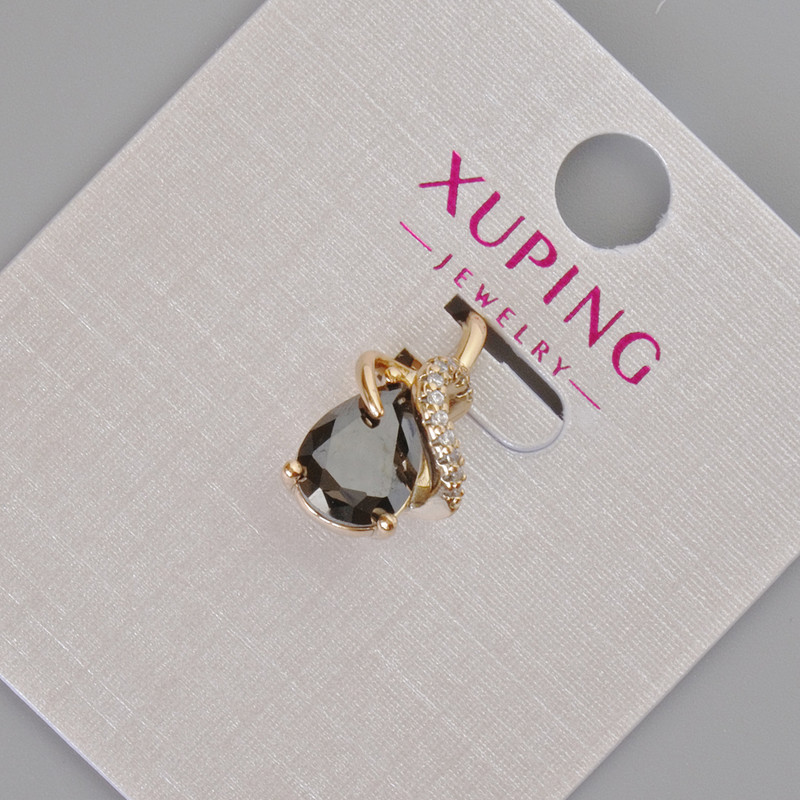 Xuping Pendant with Black Crystal and White Rhinestones, Diameter 16x10mm +/- 18K Gold Plated
