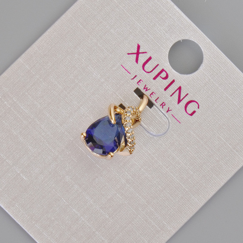 Xuping Pendant with Blue Crystal and White Rhinestones, diameter 16x10mm+/- 18K Gold Plating