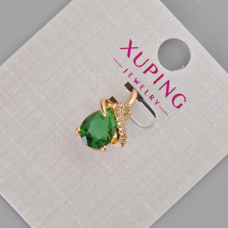 Xuping Pendant with Green Crystal and White Rhinestones, diameter 16x10mm+/- 18K Gold Plating