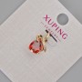 Xuping Pendant with Red Crystal and White Rhinestones, Diameter 16x10mm+/- 18K Gold Plated