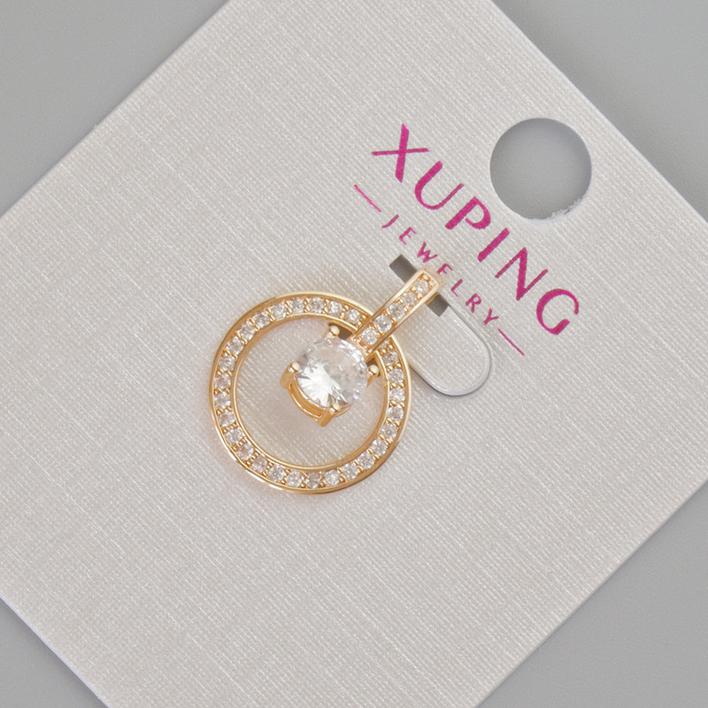 Xuping Pendant with White Rhinestones and Crystal, Diameter 19x14mm+/- 18K Gold Plated