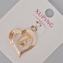 Xuping "Heart" Pendant with White Rhinestones, Diameter 29x20mm+/- 18K Gold Plated