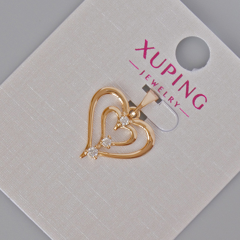 Xuping Pendant "Heart" with White Rhinestones, 19x16mm+- 18K Gold Plated
