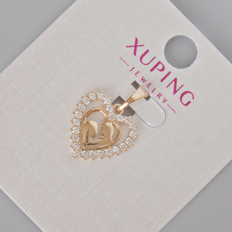 Xuping Pendant "Heart" with White Rhinestones, 20x15mm+- 18K Gold Plated