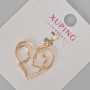 Xuping "Heart" Pendant with White Rhinestones, Diameter 28x21mm+/-, 18K Gold Plated