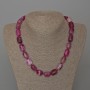 Necklace Agate Raspberry Natural Stone Bar, diameter 11x15mm+/-, length 49cm+