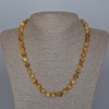 Yellow Cat's Eye Necklace, Natural Stone Smooth Round Beads, Diameter 8.5mm+-, Length 45cm+- with Clasp