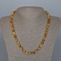 Yellow Cat's Eye Necklace, Natural Stone Smooth Round Beads, Diameter 8.5mm+-, Length 45cm+- with Clasp