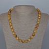 Yellow Cat's Eye Necklace, Natural Stone Smooth Round Beads, Diameter 10.5mm+-, Length 49cm+