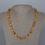 Yellow Cat's Eye Necklace, Natural Stone Smooth Round Beads, Diameter 10.5mm+-, Length 49cm+