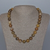 Yellow Petersite Natural Stone Necklace, Smooth Ball, Diameter 12mm+-, Length 48cm+