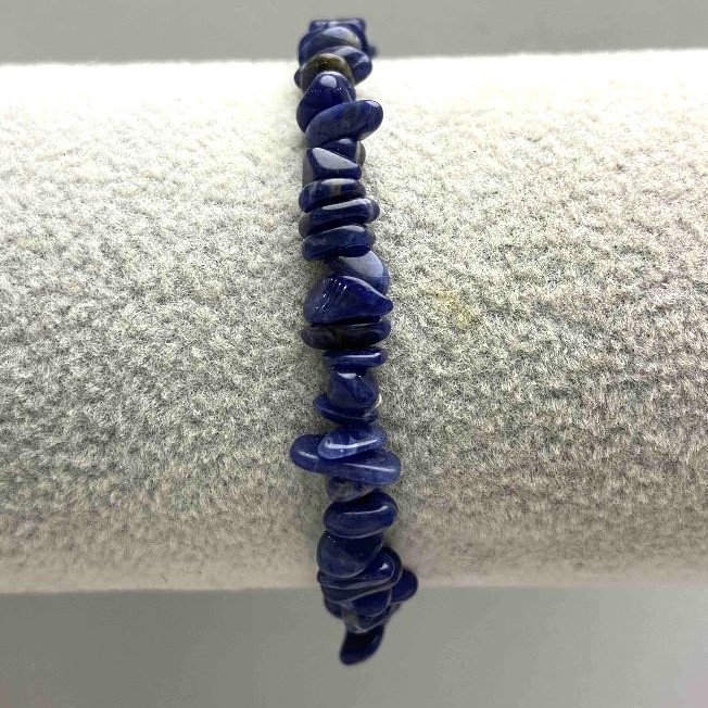 Sodalite Natural Stone Chip Bracelet, Diameter 5x2mm, Length 18cm+/- (Stretch)