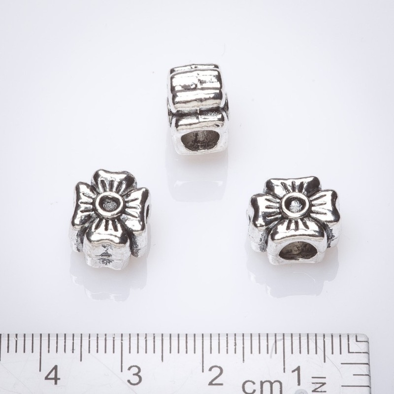 Pandora-Style "Four-Leaf Clover" Bead 12x10mm, 4mm Hole, 20g Pack ±7pcs