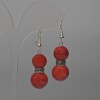 Red Jasper Earrings (imitation), diameter 12mm, 14mm+- smooth round bead, length 49mm+- with metal insert