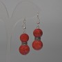 Red Jasper Earrings (imitation), diameter 12mm, 14mm+- smooth round bead, length 49mm+- with metal insert