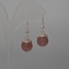 Strawberry Quartz Earrings natural stone, smooth round bead, diameter 12.5mm+-, length 35mm+