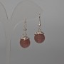 Strawberry Quartz Earrings natural stone, smooth round bead, diameter 12.5mm+-, length 35mm+