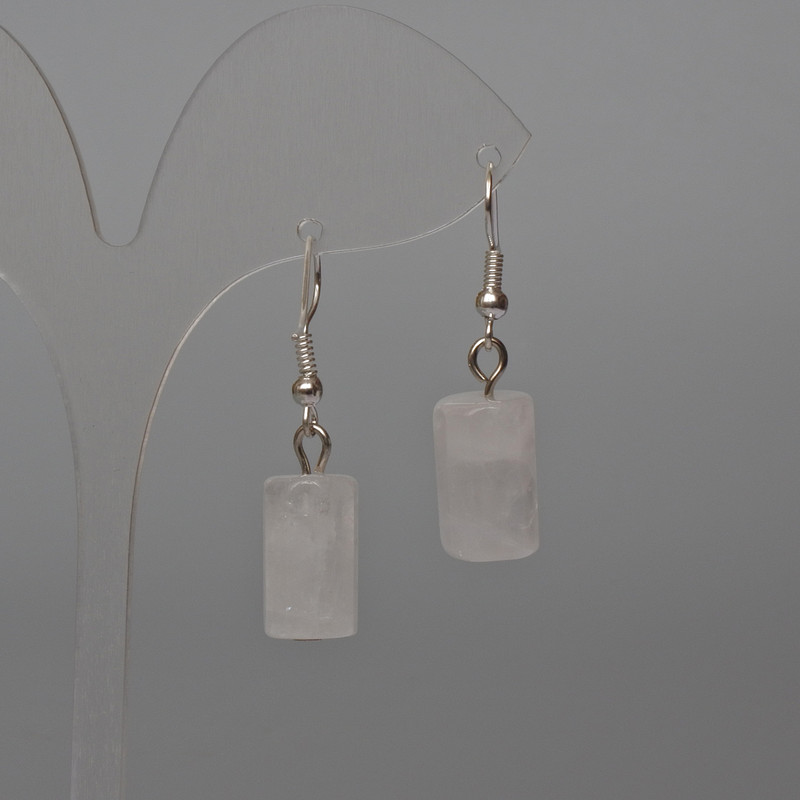Rock Crystal Earrings faceted cylinder, diameter 10x16mm+-, length 37mm+