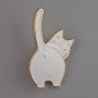 Brooch Cat White Enamel, Gold-Tone Metal 37x20mm