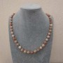 Selenite Natural Stone Necklace, Smooth Round Beads, Diameter 8(+-)mm, Length 46-49cm+