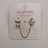 Xuping Stud Earrings, Gold-Plated 18K with White Rhinestones and Bead, Diameter 8mm+-, Length 6cm+