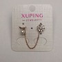 Xuping Stud Earrings, Gold-Plated 18K with White Rhinestones and Bead, Diameter 8mm+-, Length 6cm+