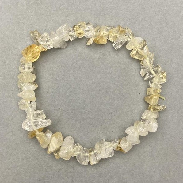 Assorted Rock Crystal and Citrine Chip Stretch Bracelet, Diameter 8x3mm+-, Length 18cm+-