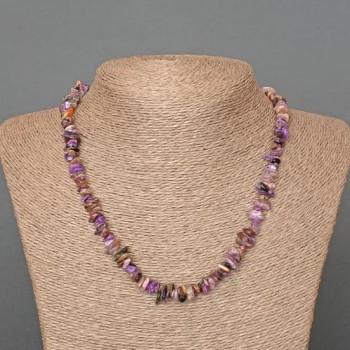Charoite Natural Stone Chip Necklace, Diameter 9x2mm+-, Length 47cm+