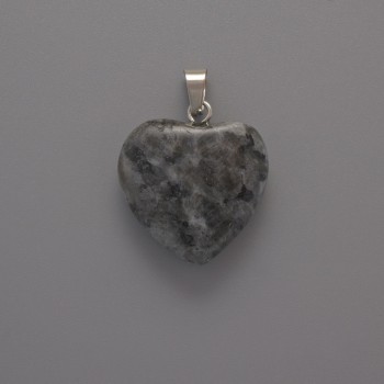 Heart Pendant Larvikite, diameter 20x20x6mm+-, length 28mm+