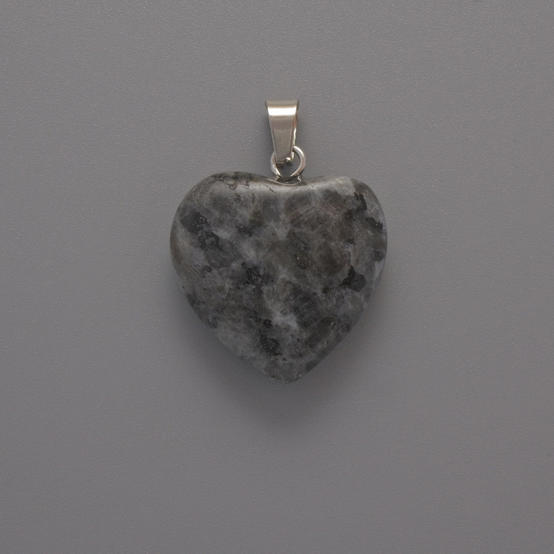 Heart Pendant Larvikite, diameter 20x20x6mm+-, length 28mm+