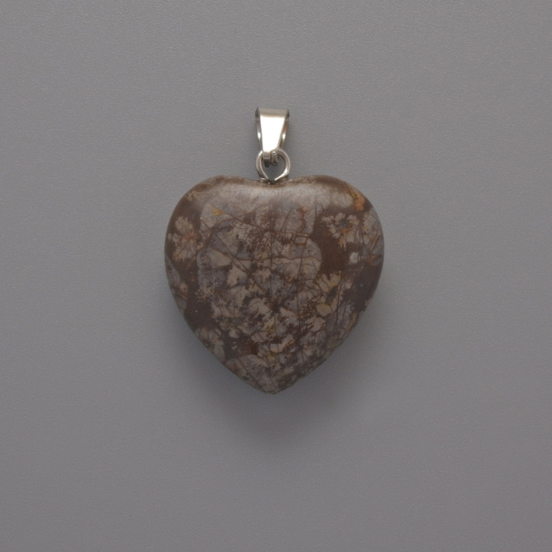 Heart Pendant Jasper, diameter 20x20x6mm+-, length 28mm+
