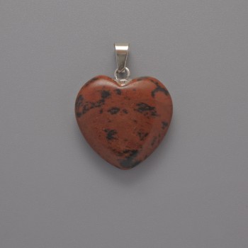 Heart Pendant Obsidian, diameter 20x20x6mm+-, length 28mm+