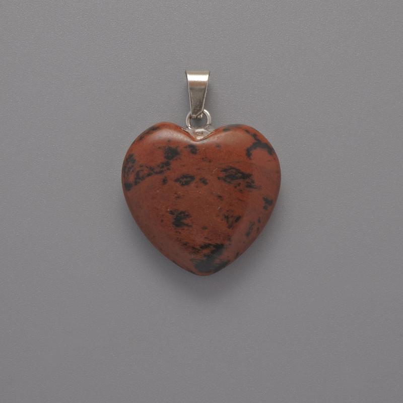 Heart Pendant Obsidian, diameter 20x20x6mm+-, length 28mm+